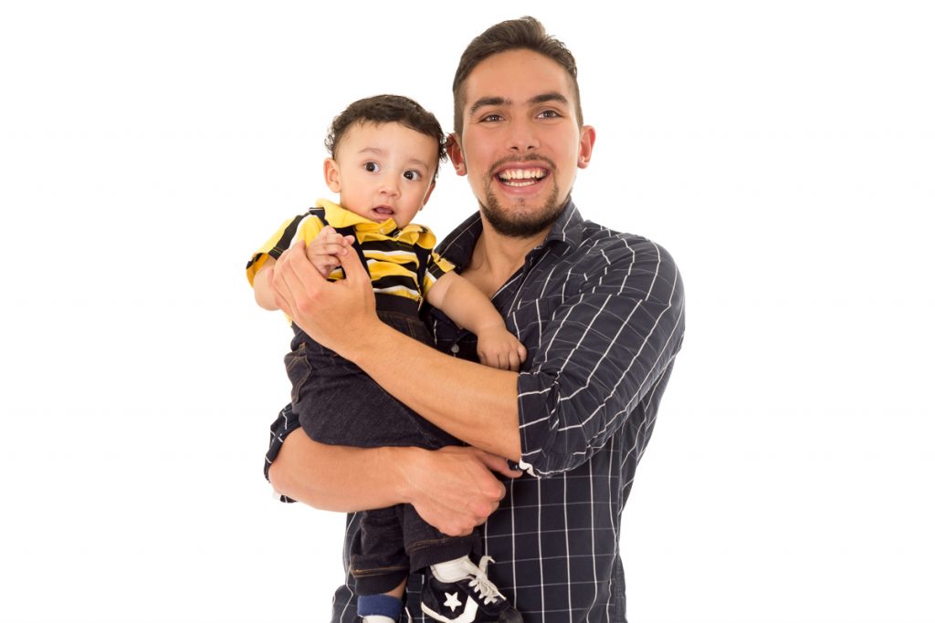 Father and Son on white background